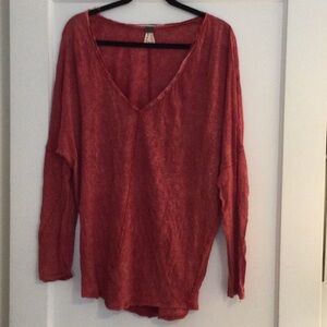 Rust Long Sleeve V-Neck Top